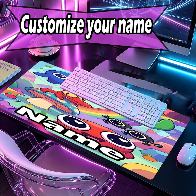 Custom Name Personalized Game Rainbow Friends Pattern Mousepad, Laptop PC Desk Mat, Decorative Desk Mat for Home Keyboard Pad Gift