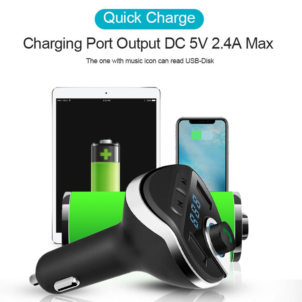 Car Hands-free FM Transmitter Bluetooth MP3 Player Car Kit Dual USB Car Charger Support TF Card/U Disk Music Play