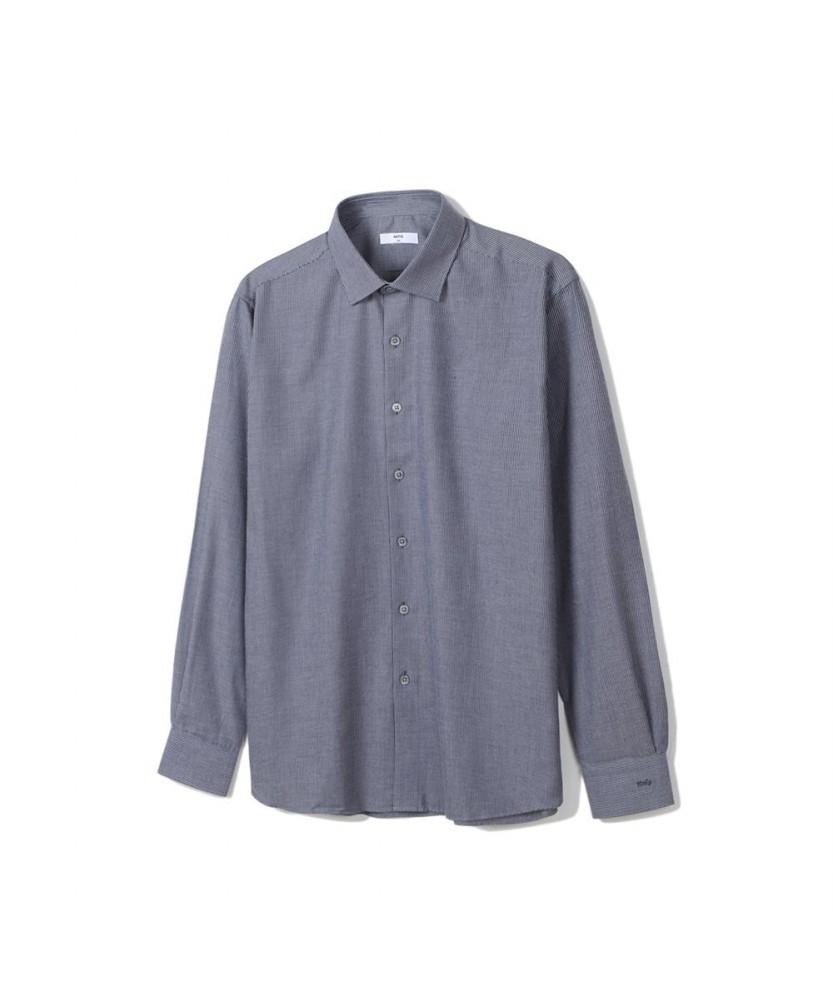 Notig Cotton Blend Striped Dress Shirt Navy Navy/095