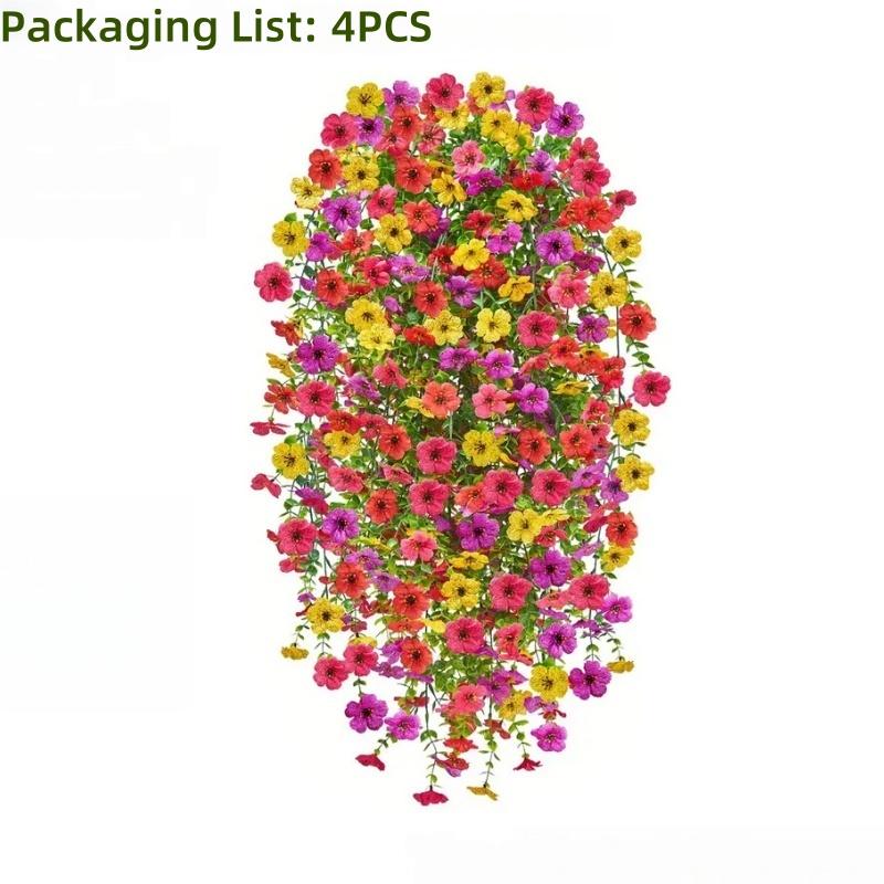 4PCS Hanging Artificial flowers -Eucalyptus Leaves Floral - Fake flowers Indoor/Outdoor Decor Garden -  Durable Plastic Florals