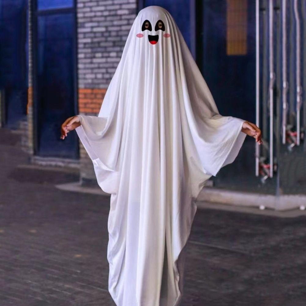 White Ghost Poncho Robe Cosplay Ghost Cosplay Costume Funny Halloween Cloak Cape  Adult