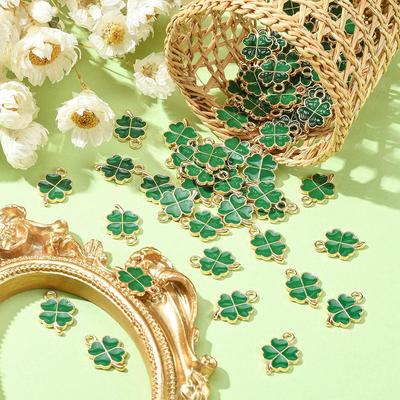 50ks Šťastný čtyřlístek přívěsky Shamrock závěsné přívěsky Čtyřlístek šťastný list přívěsek DIY šperky doplňky