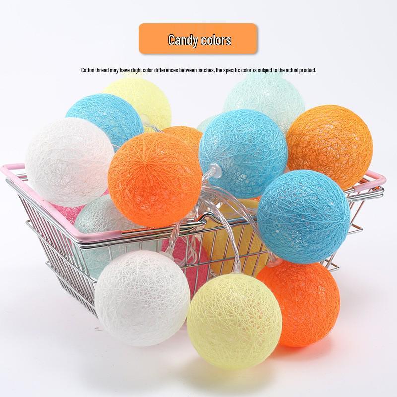 USB LED Cotton Ball String Lights - Christmas Holiday Starry Sky Decorative Flashing Lights