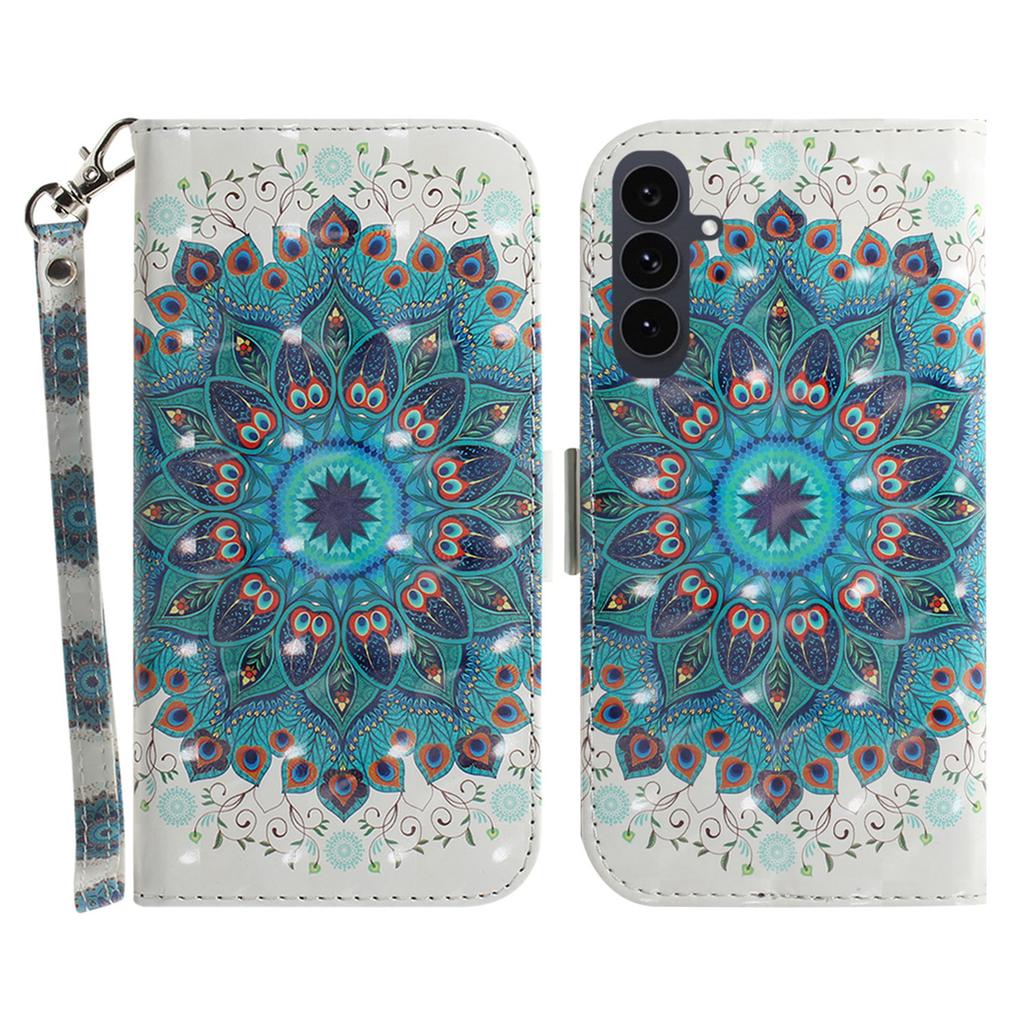 For Samsung Galaxy S25 FE Case Pattern Printing Leather Wallet Phone Cover with Wrist Strap