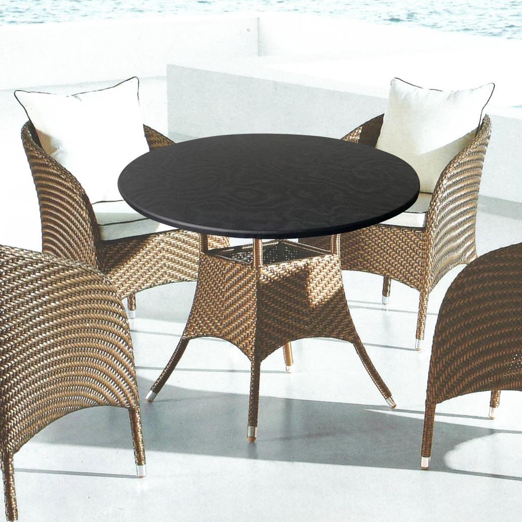 Elastic Edged Round Table Cloth Oilproof 27.5-33.5" Wipeable Cover Easy to Clean
