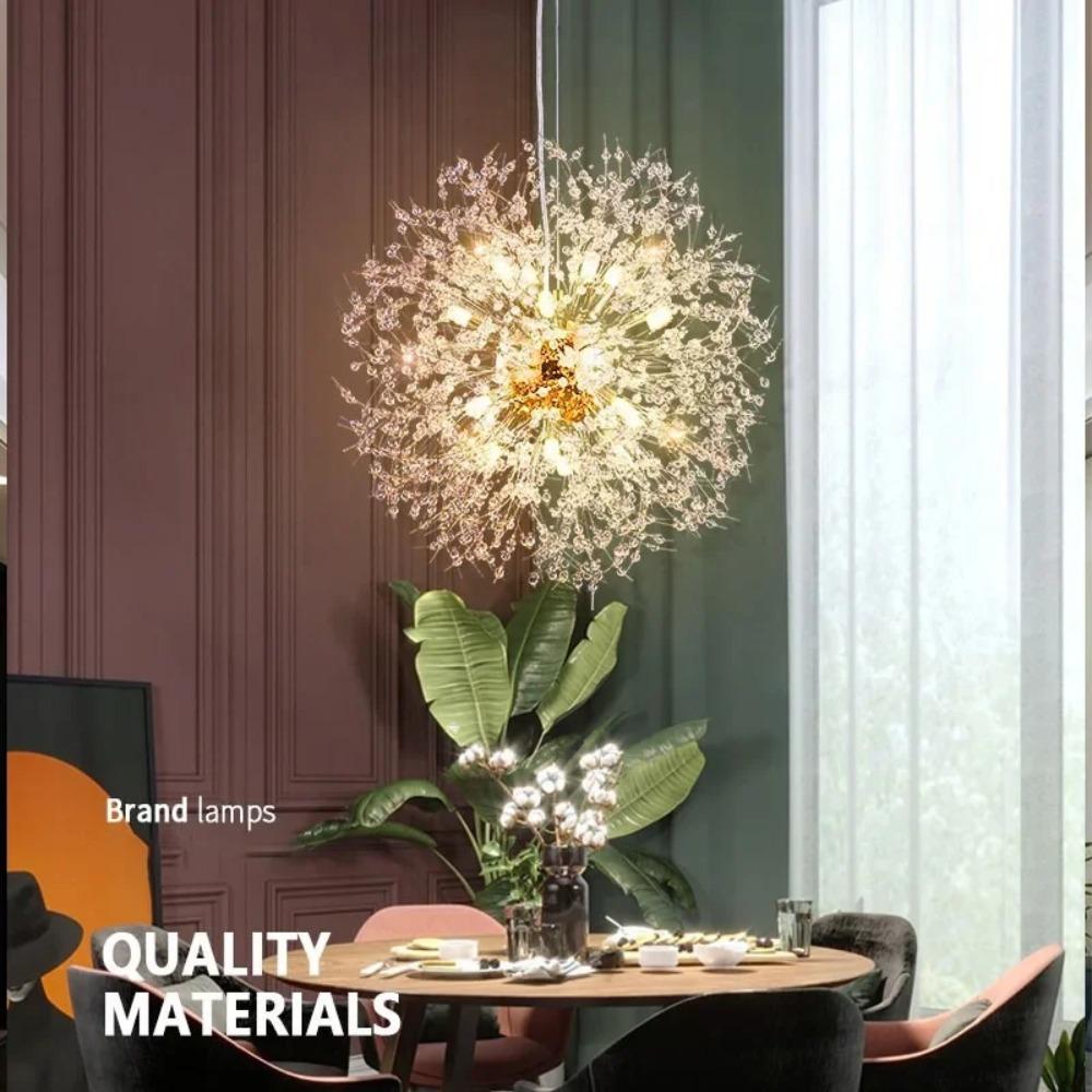 Modern Nordic Minimalist Sky Star Fireball Crystal Pendant LED Lighting Dandelion Restaurant Living Room Pendant Bar Art E27