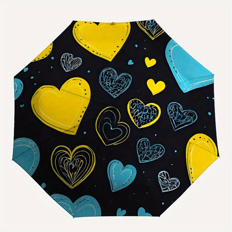 

1pc Heart Pattern Automatic Open/close, All-Season Portable Folding Umbrella for Friends, Travel, Everyday yy250812152