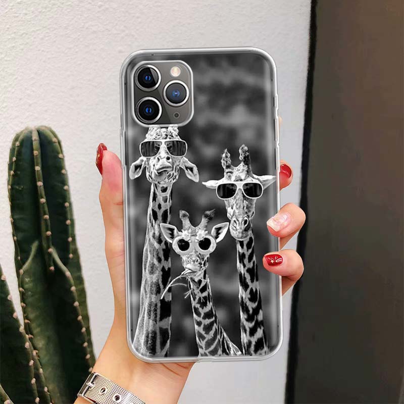 Cute Cartoon Giraffe Animal For iPhone 17 Air 16 15 14 Plus 13 Mini 12 11 Pro Max Phone Case 16E 7 Print 8 SE Fundas Cover Soft