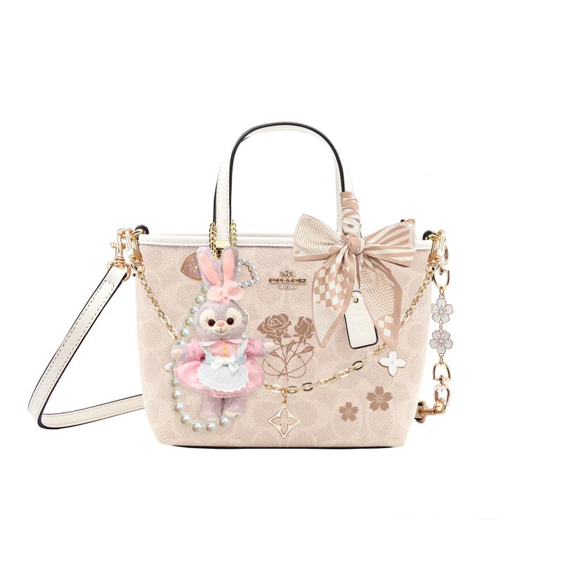 

COACH handbag [Customized bag] City 15 Princess Style Literary Classic Fashion Versatile Coated Hibiscus Nianhua Basic Package (Pack + Dust Bag) білий