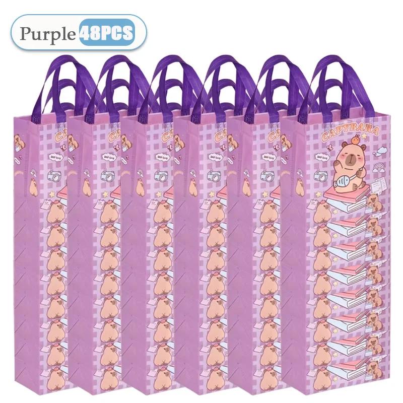 1-48PC Reusable Capybara Cartoon Tote Bag Foldable Gift Bag for Birthday Party Graduation Event Accessories Ideal Christmas Gift