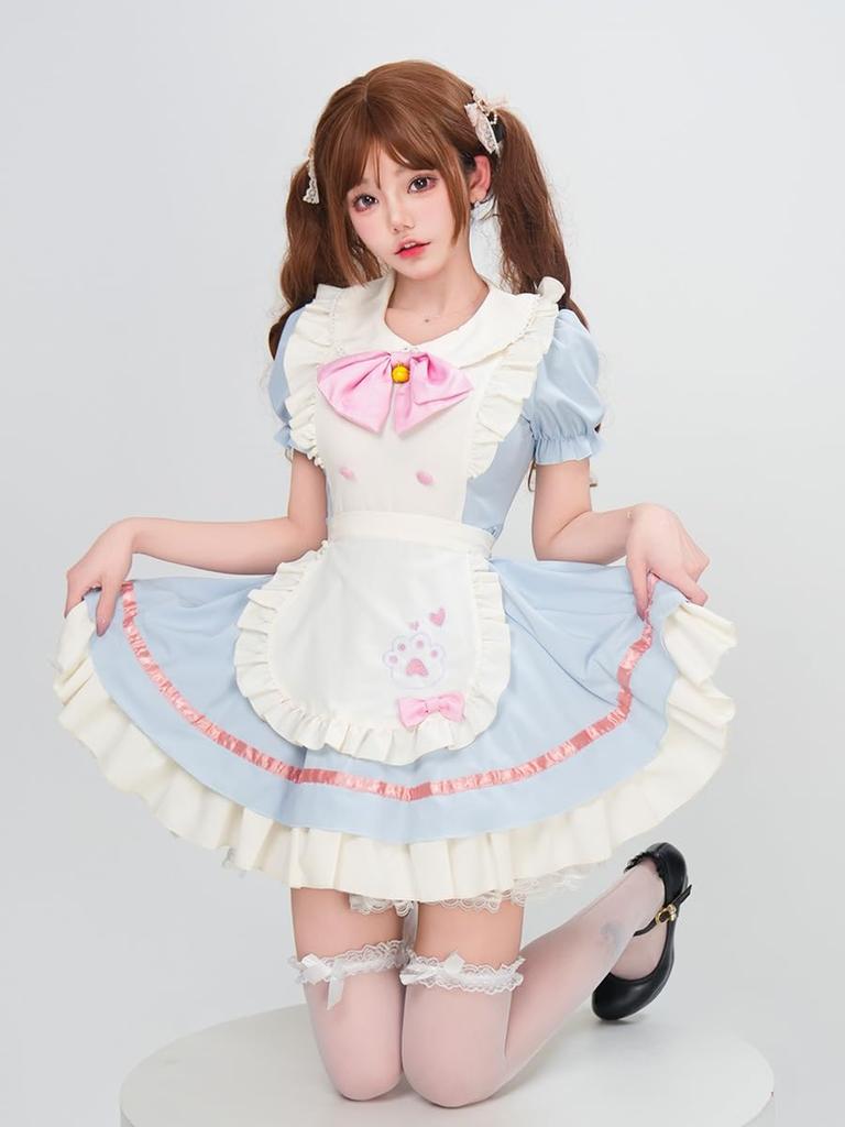 AOTYP Dienstmädchen Kurz Katze Mädchen Niedlich Halloween Übergrößen für Damen und Kleine Schwester Dienstmädchen Groß Komplett Niedlich Schul Kultur Otaku Größe S Kostüm, Länge,