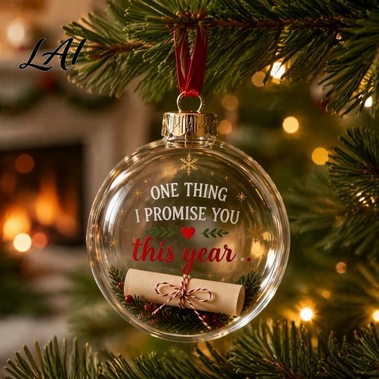 Weihnachtsfeier-Zubehör für Weihnachten 3D Klarer Kugel-Schmuck Botschaft Andenken Acryl Innen Außen Weihnachts-Hängeornamente Baumdekoration
