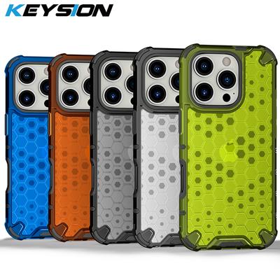 KEYSION Custodia antiurto per iPhone 16 Pro Max Custodia posteriore trasparente a nido d'ape in silicone morbido + PC per iPhone 16 Plus
