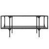  Coffee Table with Black Glass Top, 98.5x50x45 Cm, Steel