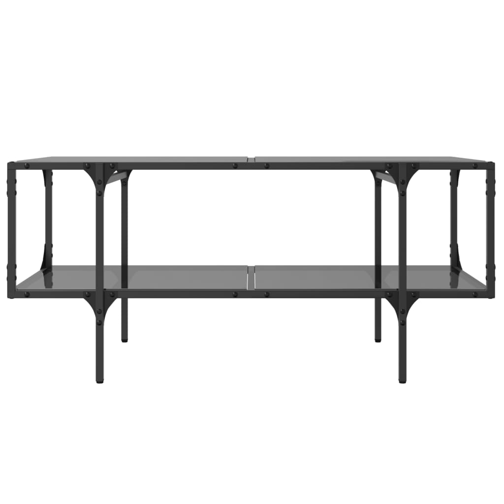 Coffee Table with Black Glass Top, 98.5x50x45 Cm, Steel