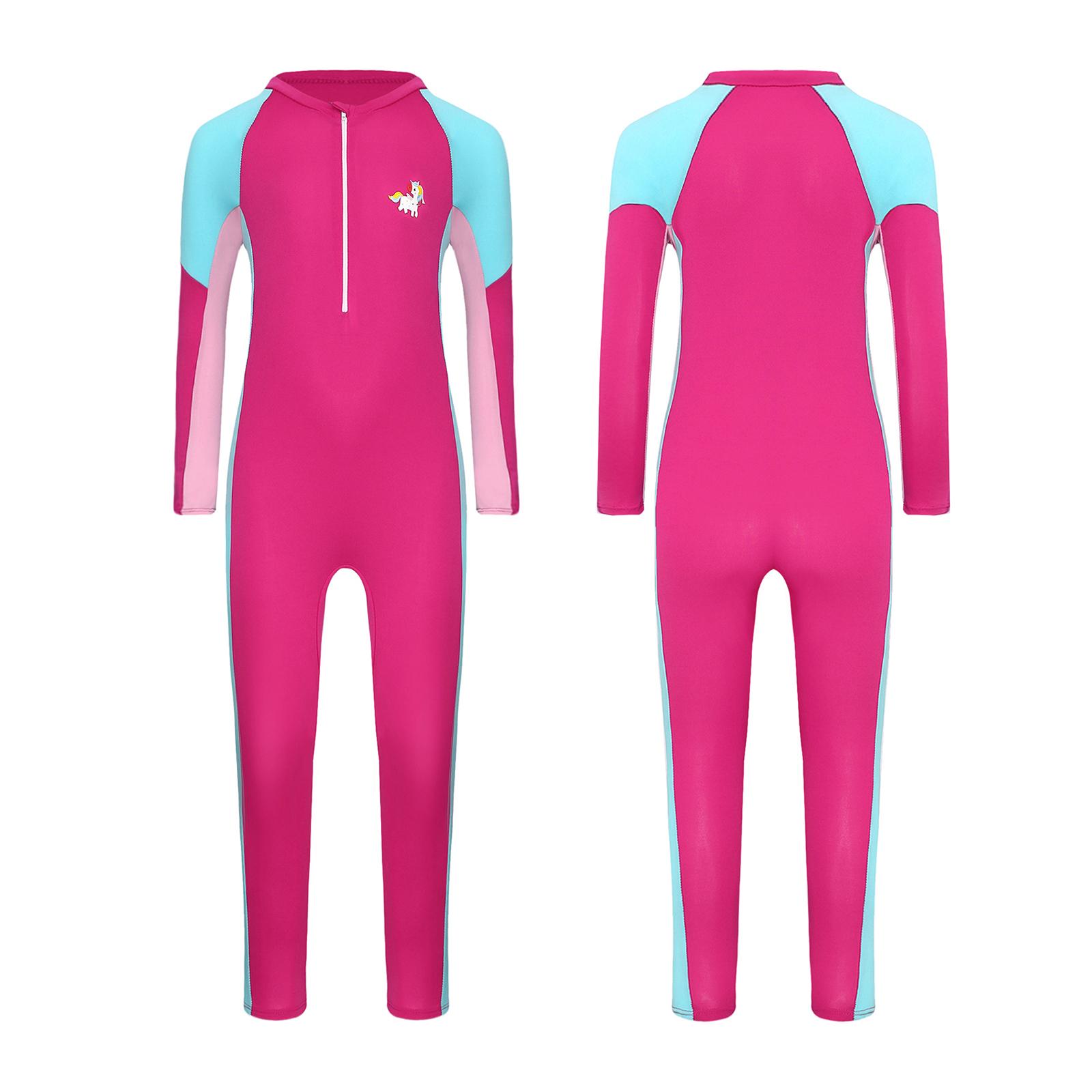 

Kids Full Body UV Protection Swim Suit Long Sleeve Zipper Sport Bathing Suit for Girls Beach Surf and Swimming 5-6 Years гарячі рожевого кольору