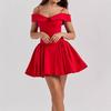 European and American Summer Fashion Temperament Sexy Solid Color Lapel One Shoulder Slim Fit A-line Dress