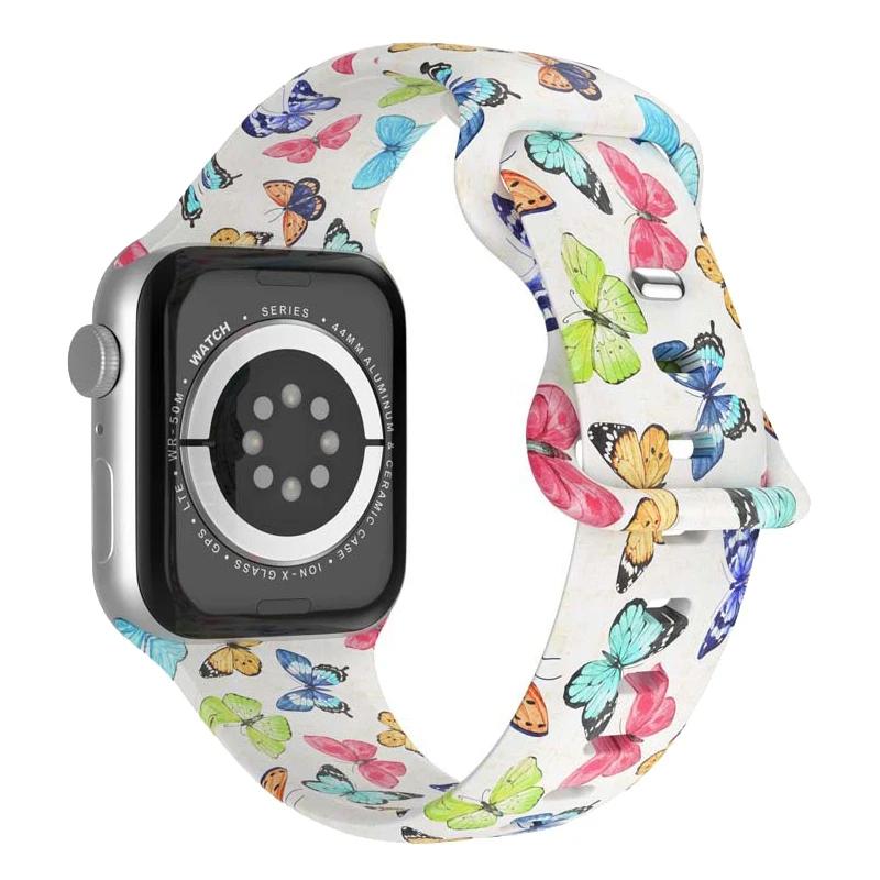 

Printed Floral Strap For Apple Watch Ultra Band 49mm 41mm 40mm 38 45mm 44mm 42mm Silicone Bracelet IWatch Series 8 7 SE 6 5 4 3 38mm 40mm 41mm