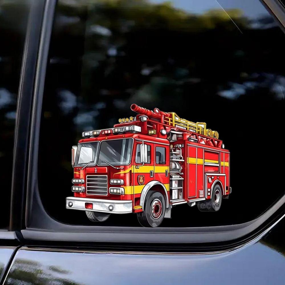 QT2428#15cm Pegatina para Coche con Dibujo de Camión de Bomberos, Adecuada para Portátil, Coche, Camión, Furgoneta, SUV, Motocicleta, Parachoques, Ventana