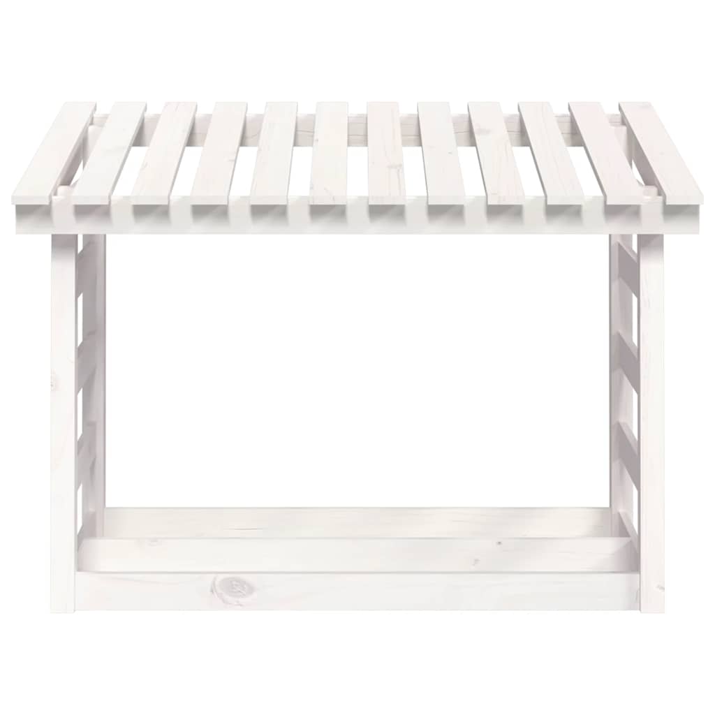 Vidaxl Stojak Na Drewno Opałowe, Biały, 108X64,5X78 Cm, Drewno Sosnowe