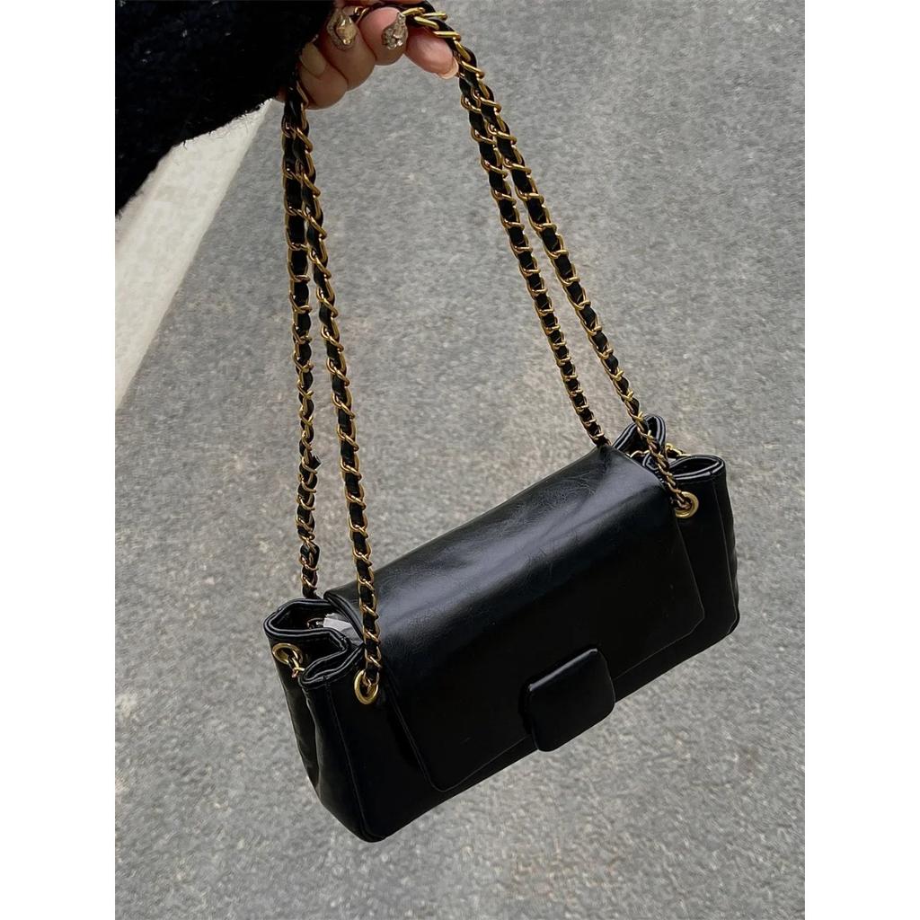 Retro feminine Achsel-Schultertaschen neue Textur Plutoniumleder Ketten Umhängetasche