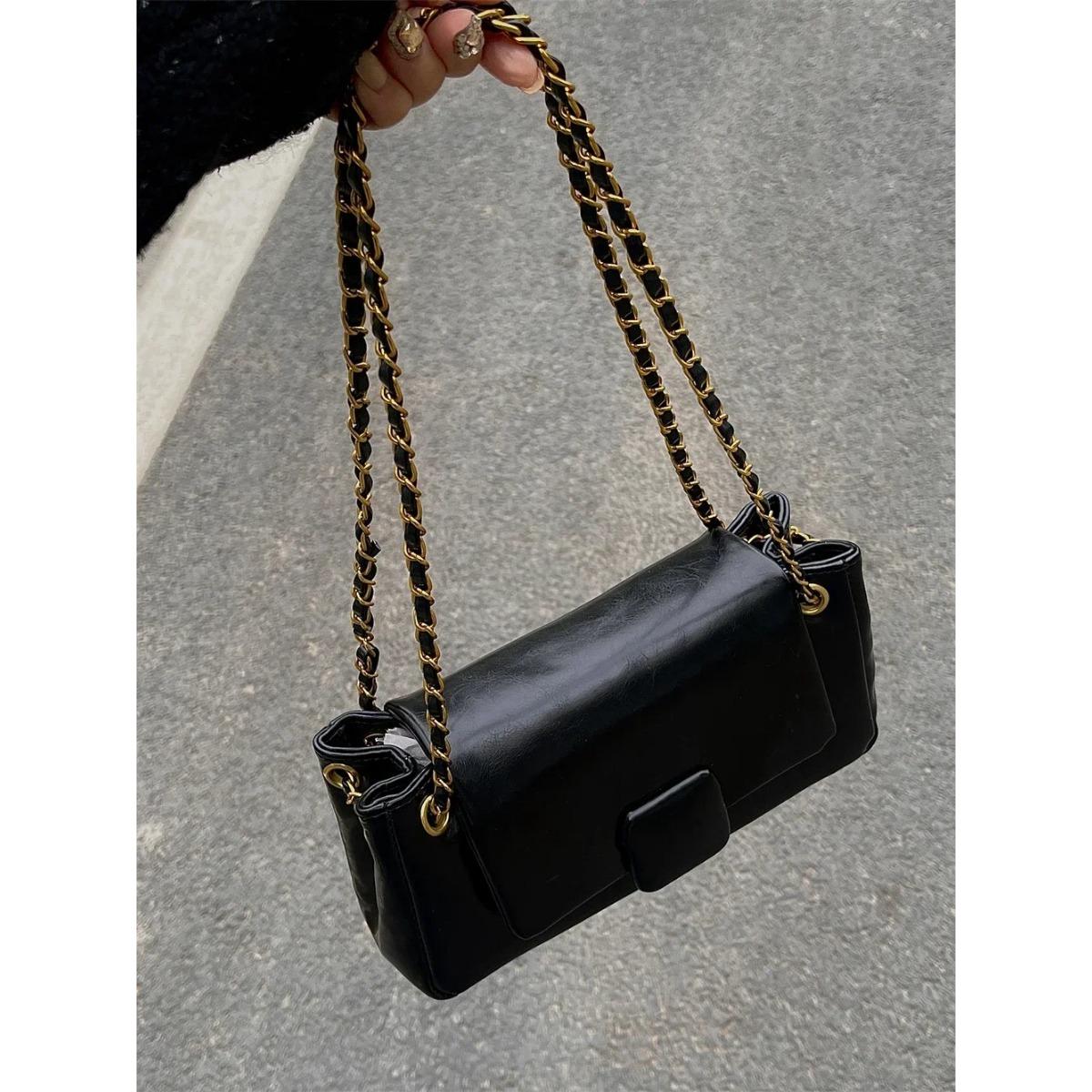 

Ретро женские сумки через плечо подмышки новая текстура плутониевая кожа цепи сумка-мессенджер