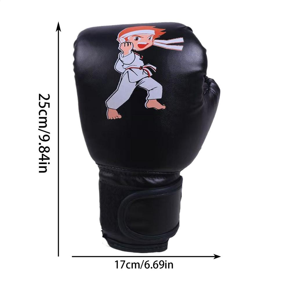 

Cartoon Child Boxing Gloves PU Leather Kids Sparring Punching Gloves Kids Boxing Punching Gloves Fighting Taekwondo Mitts чорний