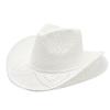 Vintage Hollow Adjustable Breathable Panama Straw Western Cowboy UV Protection Sun Hat for Summer Beach