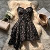 Pure French floral suspender skirt spring and summer new niche design feeling Spice girl waist floral dress