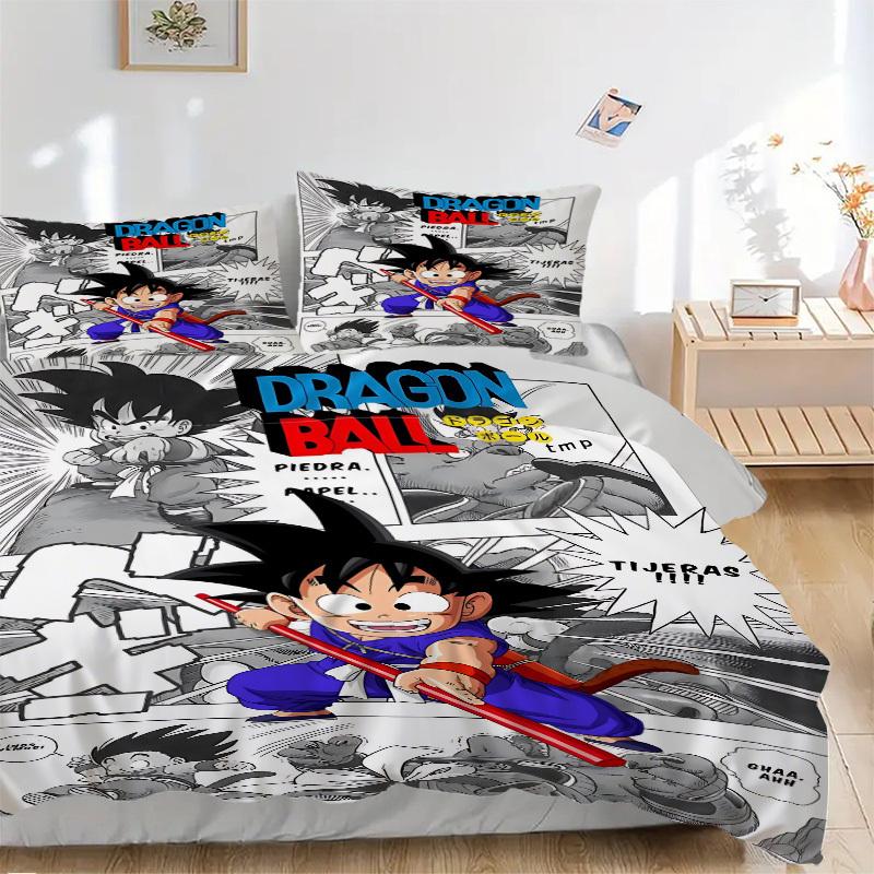 

3pcs Dragon Ball Z Bedding Set: Perfect for Bedroom or Guest Room. Soft and Comfortable with No Core Included yy251009193 135x200cm