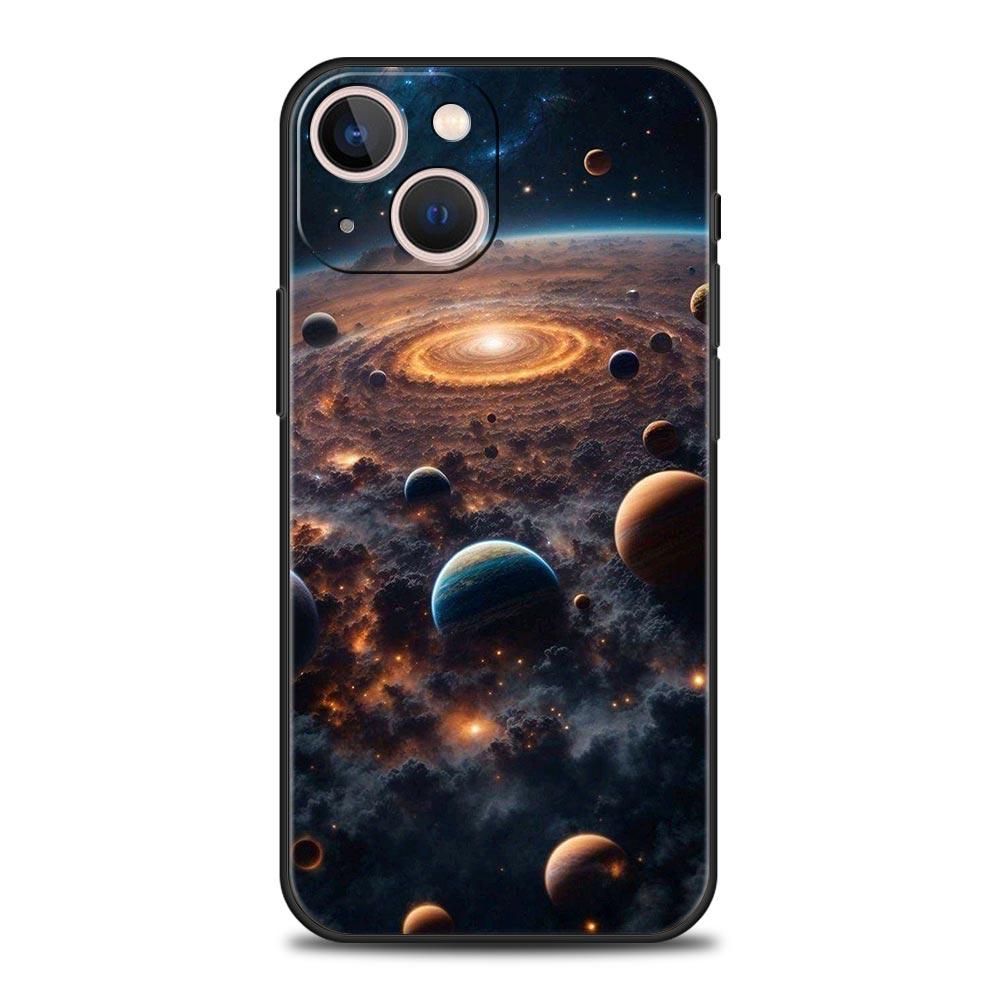

Чехол для телефона для iPhone 16 15 14 13 12 11 Pro Max XS X XR SE 7 8 Plus Мягкий силиконовый Черная крышка Funda Роскошные Земля Звезды Космос iPhone XR