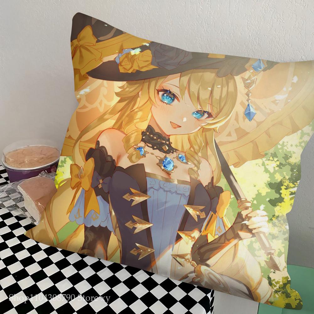 Game Genshin Impact Navia Caspar Pillow Case Square Pillow Bedroom Sofa Leisure Comfort Cushion Car Living Room Home Decoration