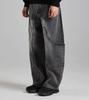 Beoteunseoul Out-Pocket Curved Volume Denim Pants (Dark Gray)