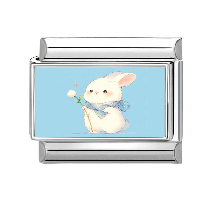 Y2K Lovely Animals Cat Dog Rabbit Moon Butterfly Flower Cactus Italian Charm Fit 9mm Stainless Steel DIY Making Bracelet Jewelry