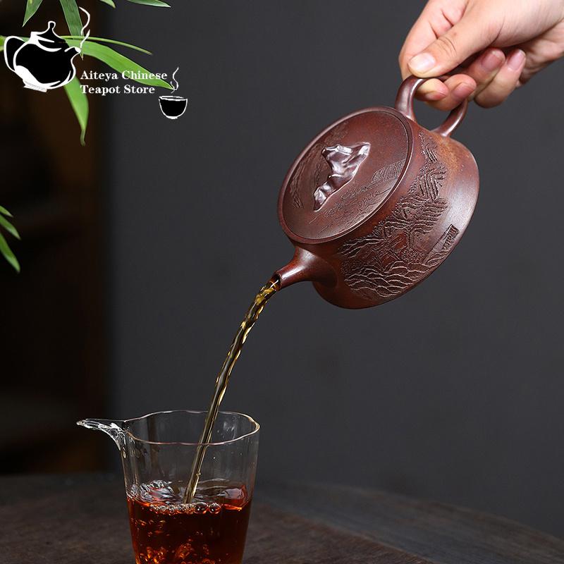 Yixing Purple Clay Teapot Raw Ore, Longyao Warm Wood Burning, Guanshan Teapot, Kung Fu Tea Set, Chinese Teapot 230ml