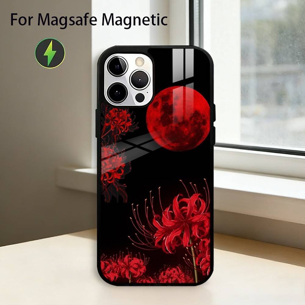 

Red Spider L-lily Phone Case For iPhone17,16,15,14,13,12,11 Plus,Pro Magnetic with Magsafe Wireless Charging iPhone14PROMAX