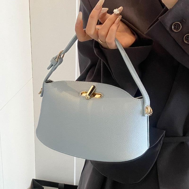2025 Popular Korean Small Fresh Simple Solid Color Handbag Bag Temperament Versatile High Sense Casual Messenger Women's Bag