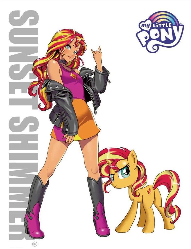 Fantasia Cosplay My Little Pony Sunset Shimmer - Menina de Ponyville Roupa de Palco Anime (Estilo Europeu e Americano)