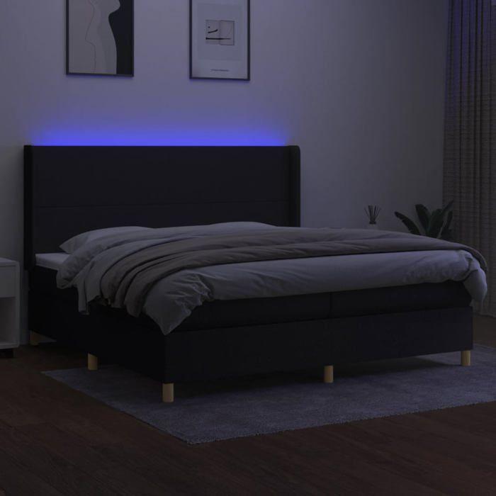 VidaXL Slat Bed Base with Mattress and LED, Upholstered Bed with Headboard, Double Bed, Adult Bedroom Bed, 3138743