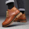 Fashion Handmade Winter Boots for Men Genuine Leather Male Comfortable Basic Boots Lace-Up Men's Motorcycle Boots Low Top Walking Shoes