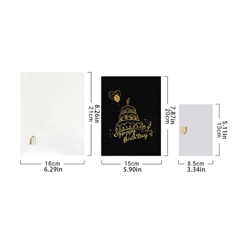 3D Pop-up Geburtstagskarten, Kuchen Geburtstag Pop-up Karte, Geburtstagskarte, Geburtstagsgeschenk Grußkarten mit Umschlag, Notizkarten