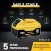 DCB200 8.0Ah Replacement for Dewalt 20v Max Battery Lithium-ion Batteries DCB200 DCB201 DCB203 DCB204 DCB206 DCB180 DCD/DCF/DCG Series Cordless Tools
