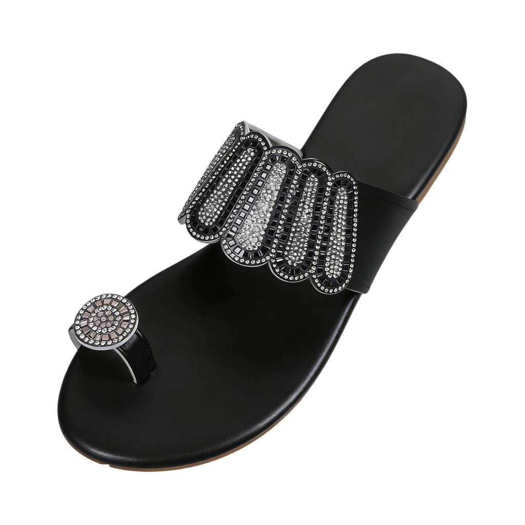 Summer Women's Rhinestone Toe Flat Sandals