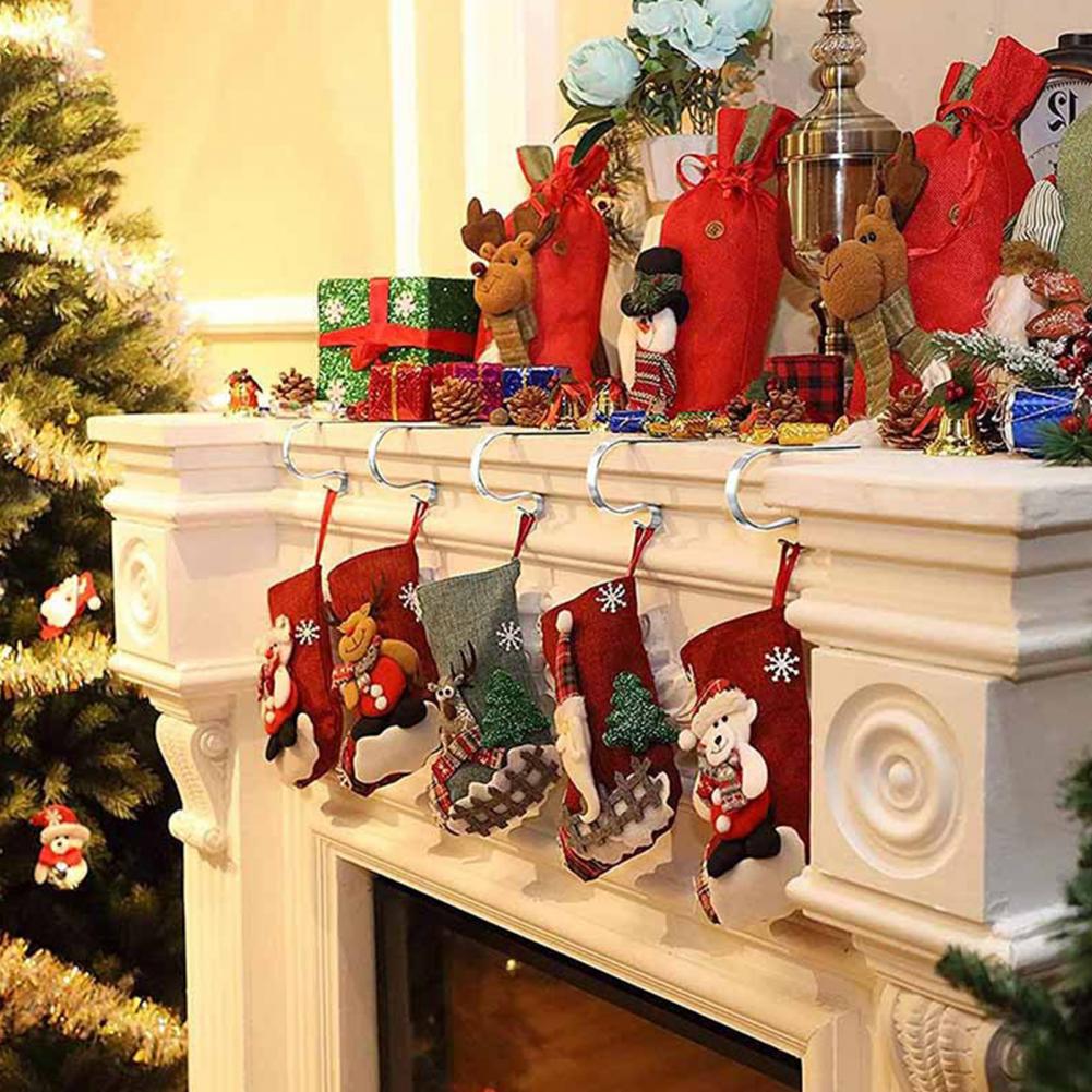 Seasonal Stocking Display Stand Fine Workmanship Stocking Hook Christmas Stocking Holder Metal Fireplace Hanger for Mantel