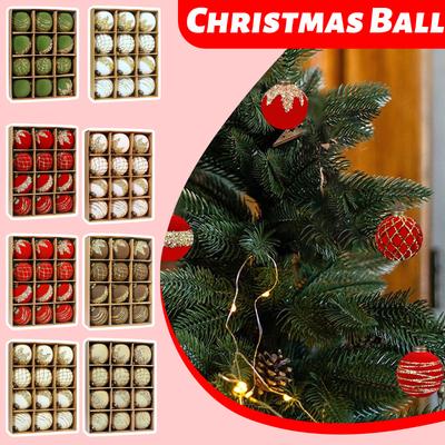 Bemalte Kunststoff Weihnachtsbaum Dekorative Hängeornamente, 8cm 12 Stück Beflocktes Weihnachtskugel-Set
