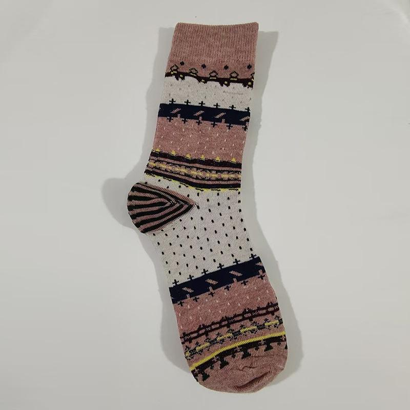 Female Spring and Autumn New Retro National Wind Drum Pile Cotton Socks