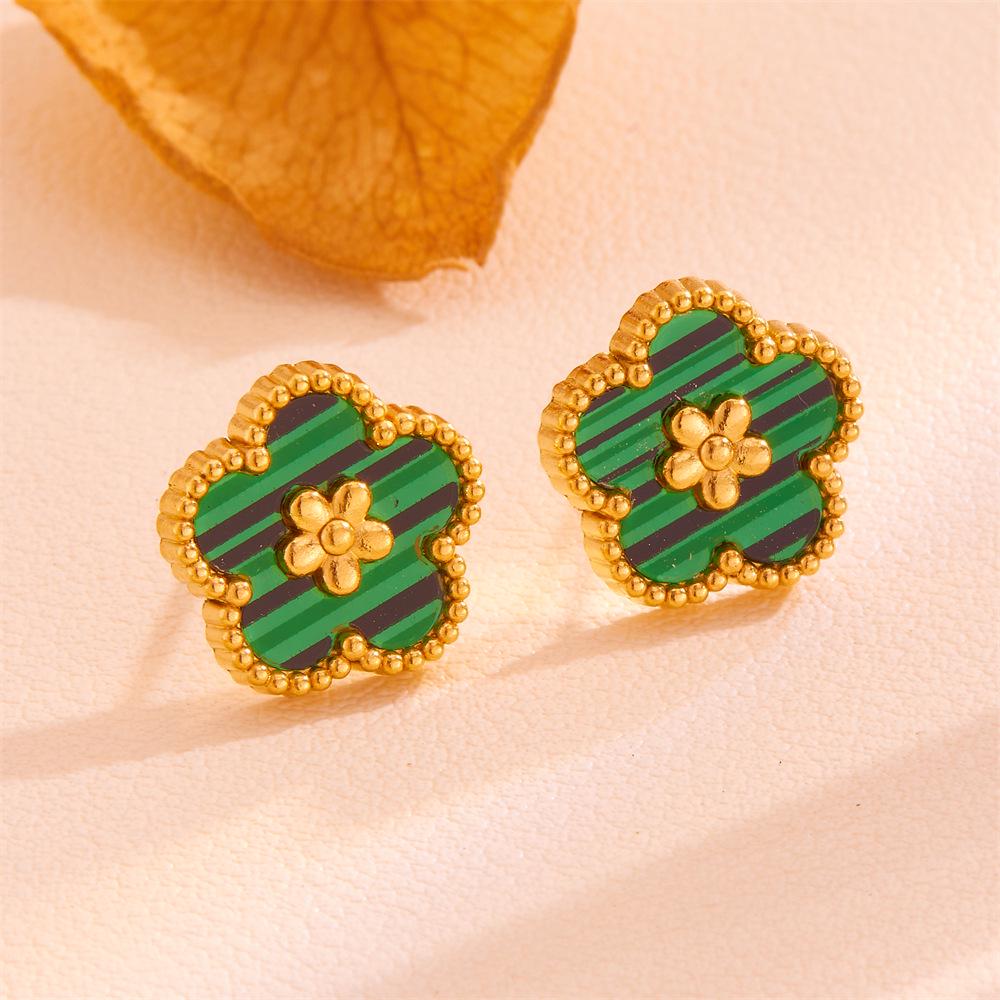 Stainless Steel Color-Preserving Five-Petal Flower Set - European and American Fashion, Non-Fading Titanium Design