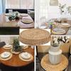 6pc Handmade Straw Woven Placemats Tableware Mat for Dining Table Wicker Natural Round Straw Pad Heat Resistant Place Mats