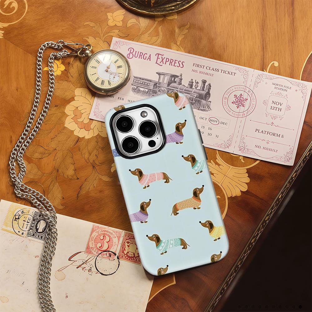 Sweater Dachshund Phone Case for IPhone 17AIR 16E 16 15 14 13 12 11 17 Pro Max Plus Double-layer Back Cover
