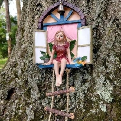 Fairy Angel Statue Garden Tree Decoration Resin Hanging Decor Outdoor Garden Decor for Lawn Yard Patio Windowsill Garden Gifts